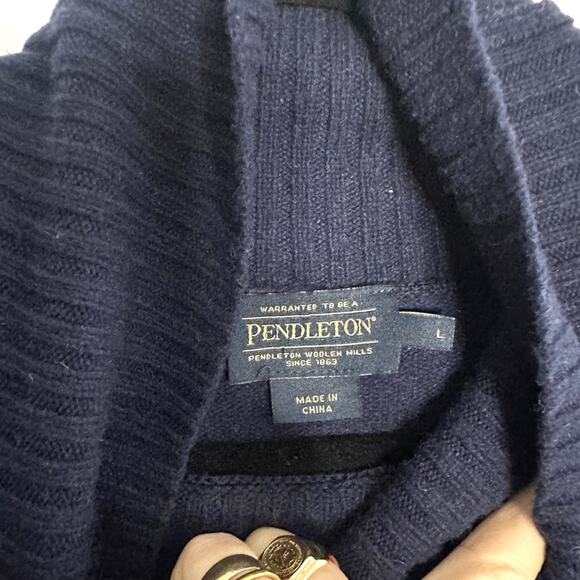 Pendleton Camp Striped 85% Lamb's Wool Turtleneck Ribbed Trim Sweater Sz Large - Picture 4 of 5